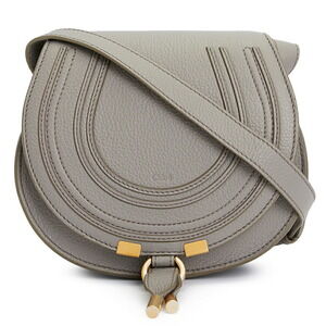 Chloe Marcie Saddle bag cashmere Gray grained calfskin leather